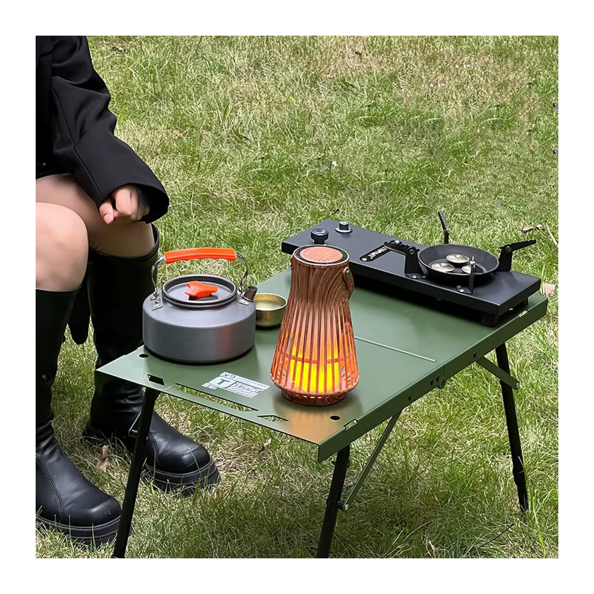 Tryhomy Outdoor Camping Klapptisch aus Aluminium Legierung Höhenverstellbar in Schwarz oder Grün - Bild 3