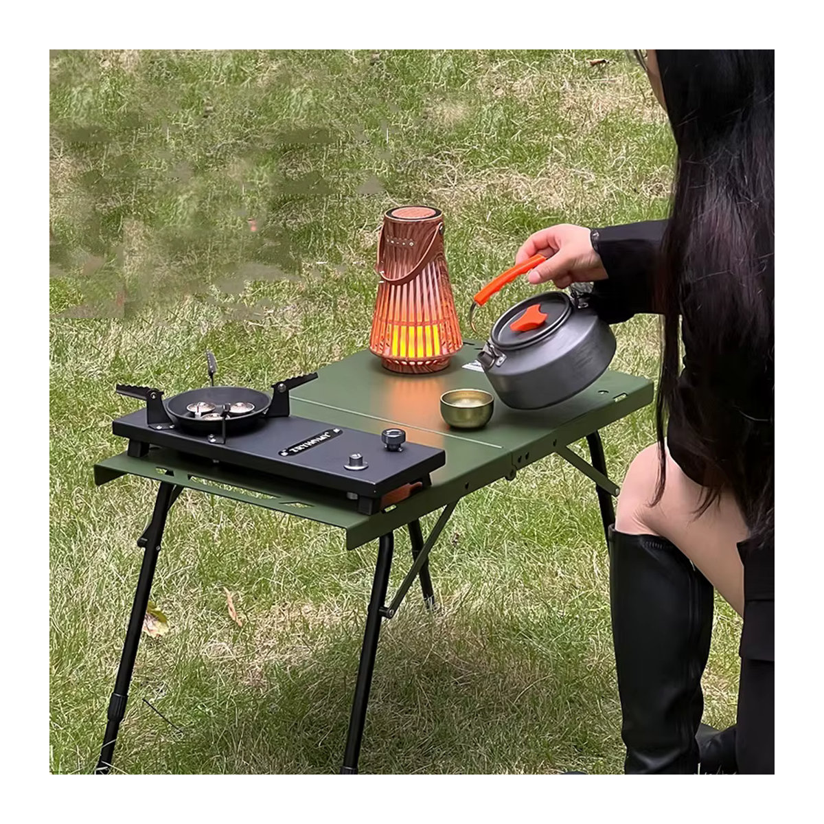 Tryhomy Outdoor Camping Klapptisch aus Aluminium Legierung Höhenverstellbar in Schwarz oder Grün - Bild 4