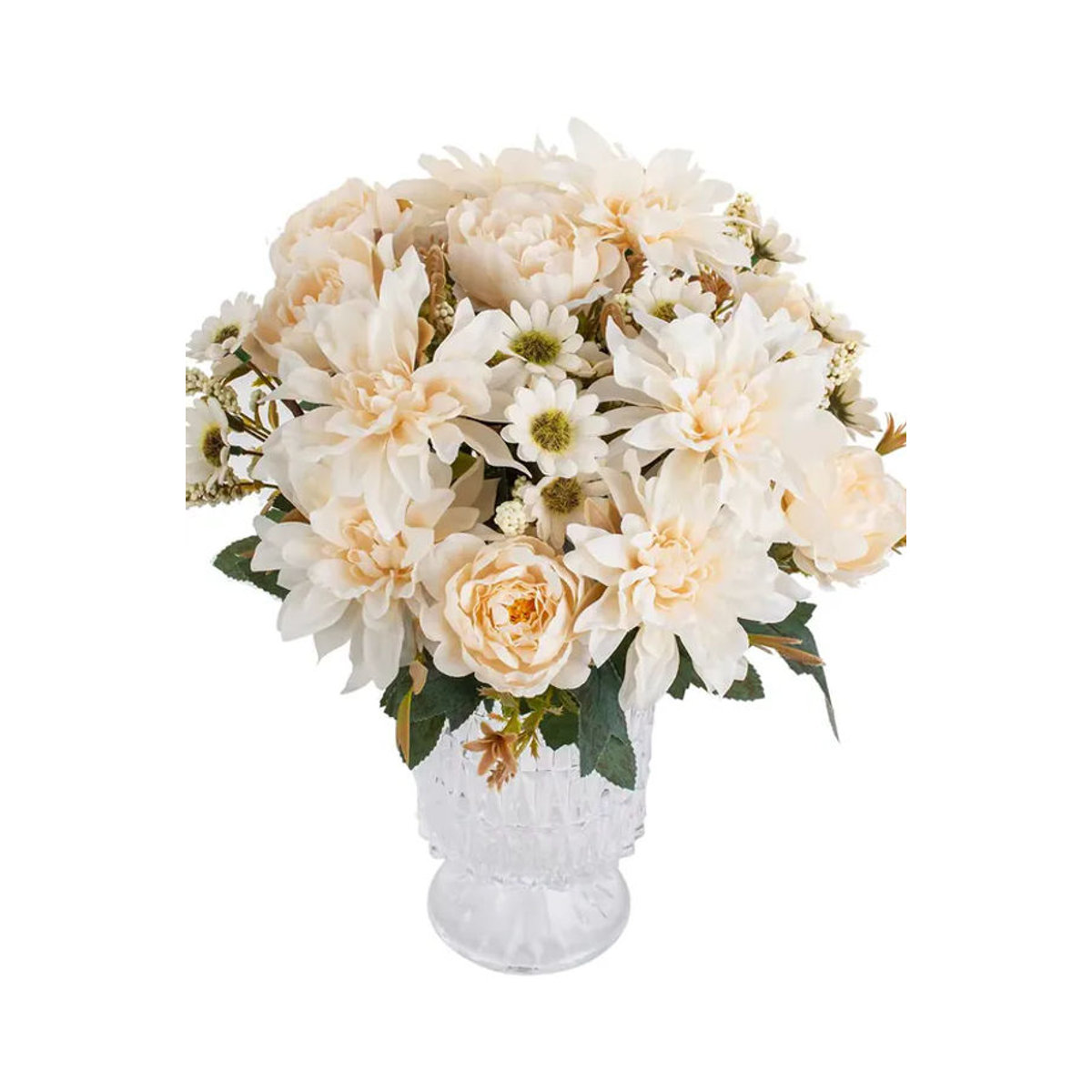 TTCY Künstliche Dahlie aus Textil in Creme für Hochzeitsdekoration und florale Arrangements - Bild 2