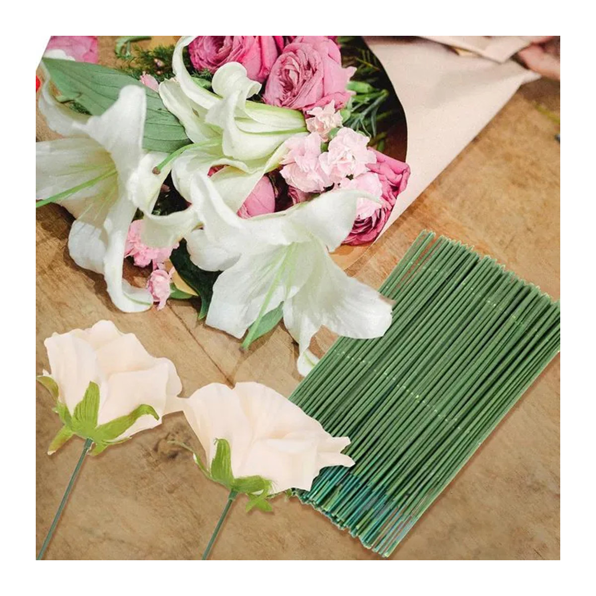 TTCY Künstliche Grüne Blumenstiele aus Metall als DIY Handwerksmaterial für Hochzeiten und Heimdekoration - Bild 1