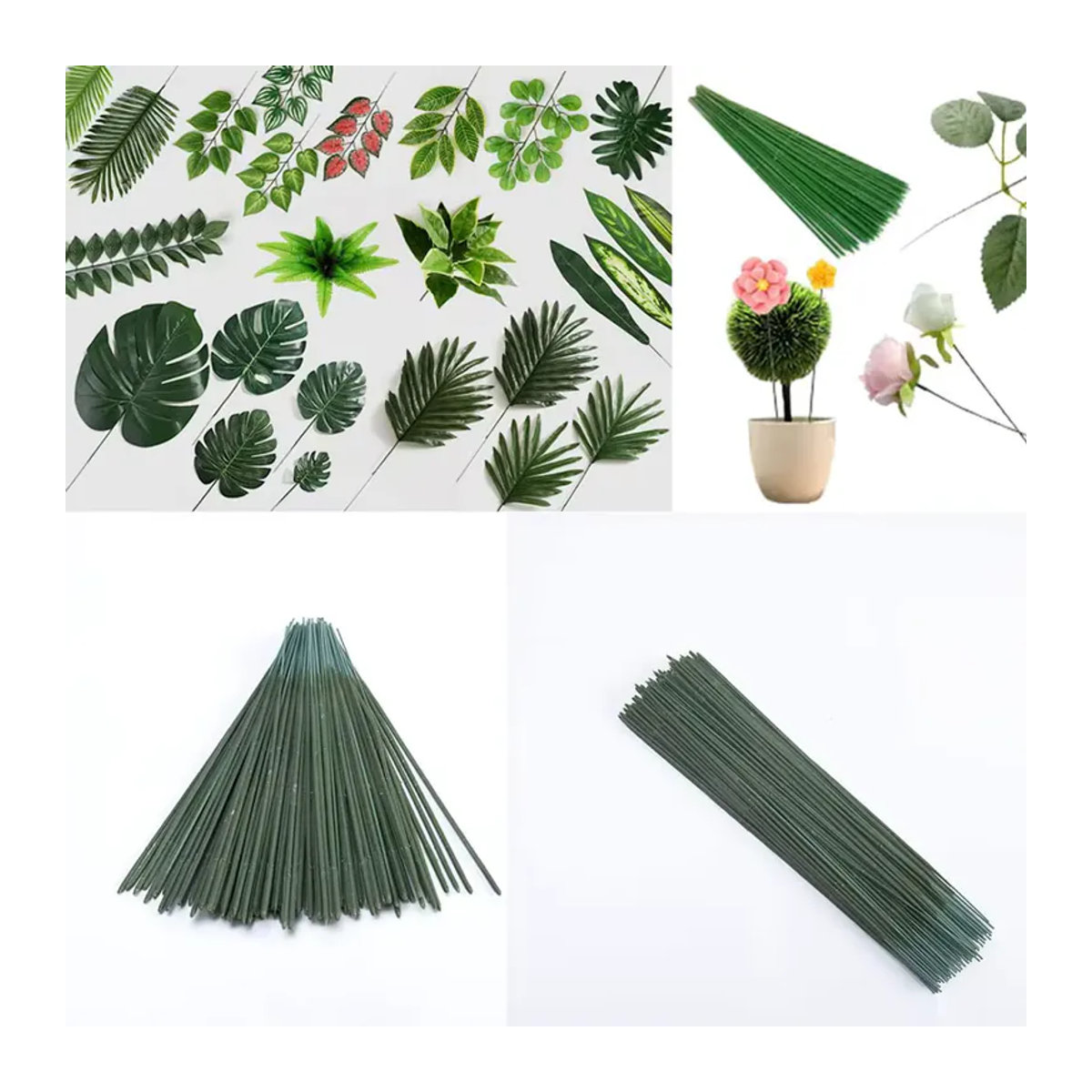 TTCY Künstliche Grüne Blumenstiele aus Metall als DIY Handwerksmaterial für Hochzeiten und Heimdekoration - Bild 2