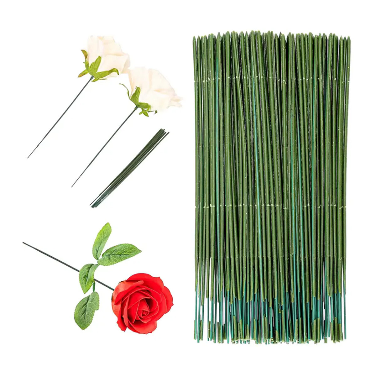 TTCY Künstliche Grüne Blumenstiele aus Metall als DIY Handwerksmaterial für Hochzeiten und Heimdekoration - Bild 4