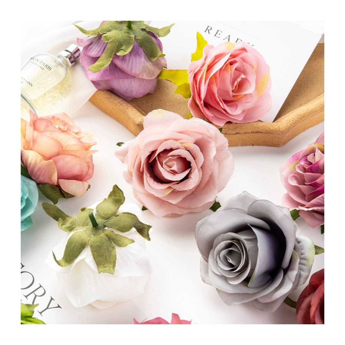TTCY Künstliche Rosen Bouquets aus Textil in Rosa und Mehrfarbig für Hochzeiten und Dekorationen - Bild 1