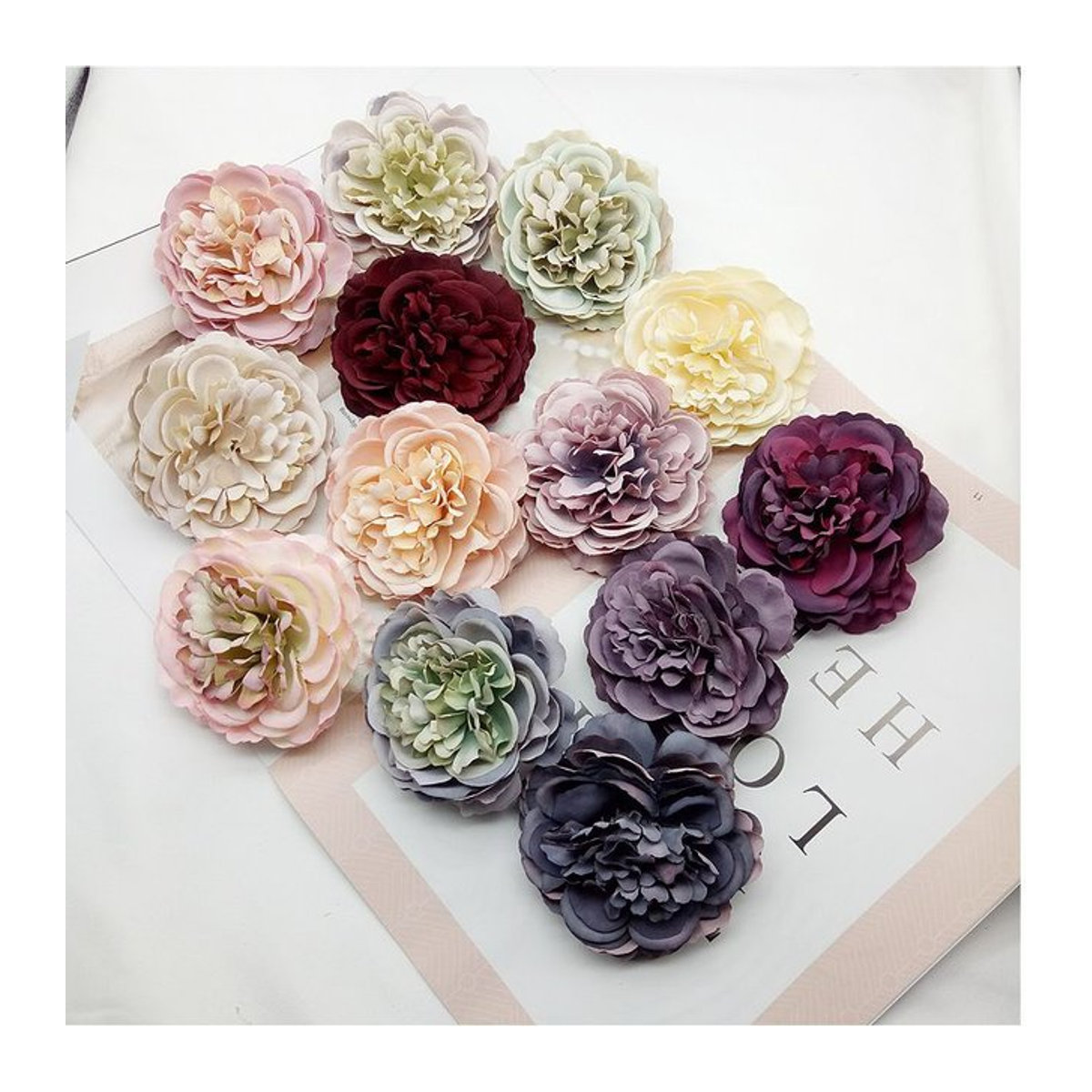 TTCY Künstliche Seidenblumen Dahlien und Pfingstrosen in Lila und Mehrfarbig für Hochzeitsstrauß und DIY-Dekoration - Bild 1