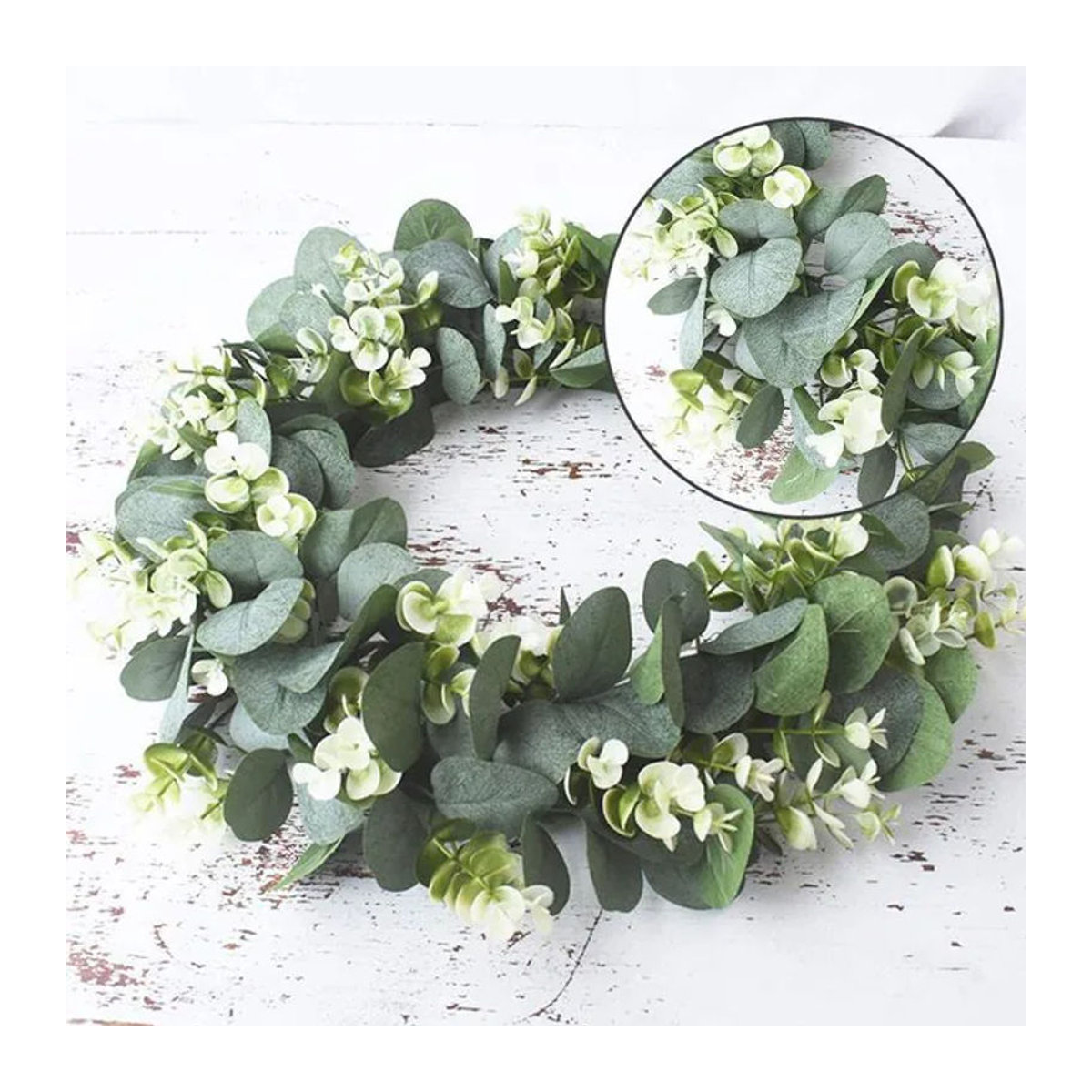 TTCY Künstlicher Eukalyptus-Kranz in Grün, runder floraler Dekorationskranz für Hochzeiten und Zuhause, Durchmesser: 30 cm - Bild 1