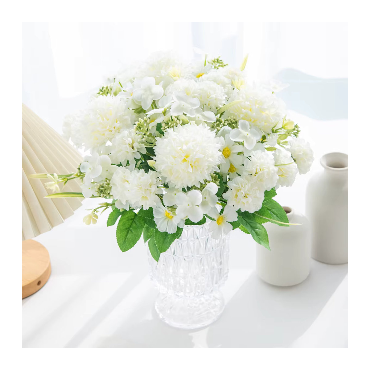 TTCY Rosenstrauß aus Seide in Rosa und Weiß für Hochzeit und Dekoration - Bild 2