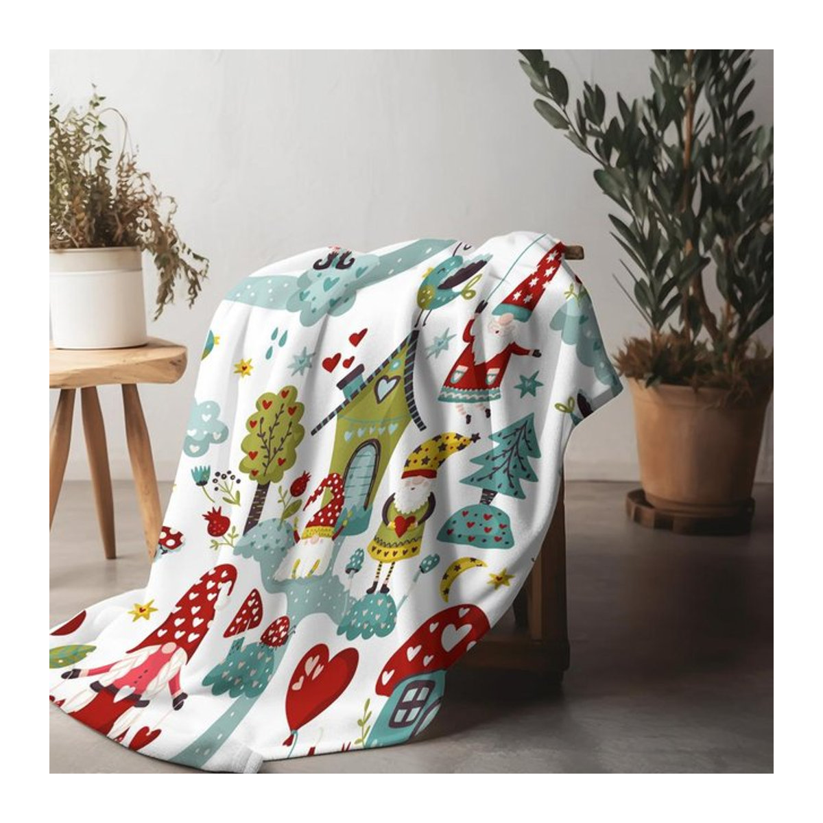 TU Skurrile Waldgnom Fleecedecke für Kinder in Multicolor, B/H: 70 x 100 cm - Bild 1