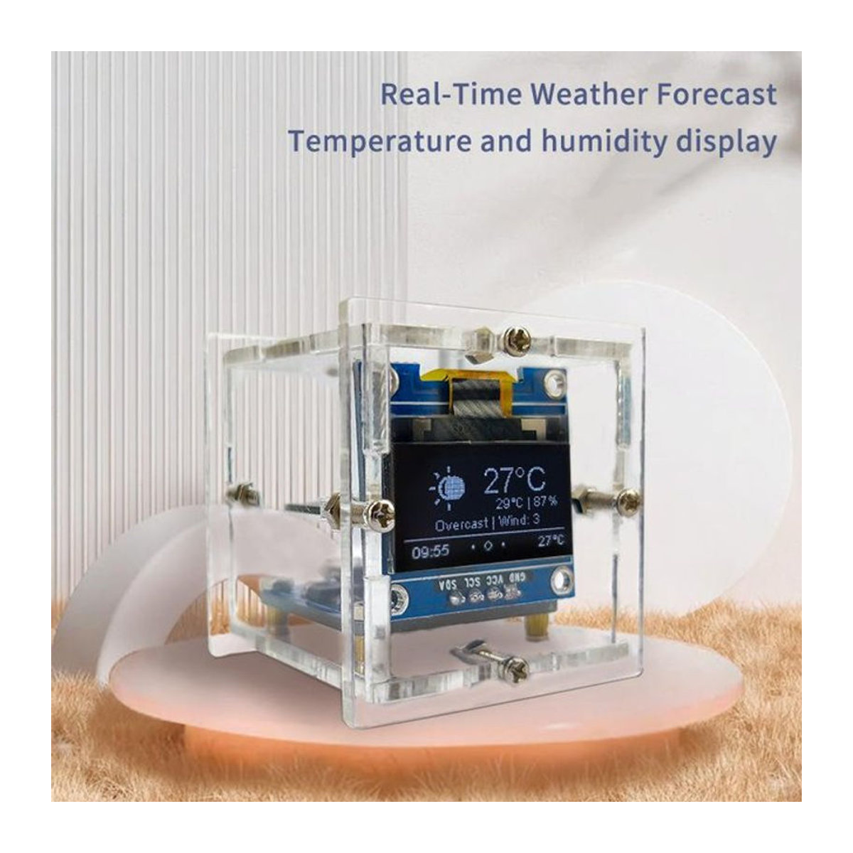 TuoHai Esp8266 Mini Wetteruhr Wifi Digitaluhr DIY Lötkit Multifunktionale Wetterstation aus Kunststoff in Transparent - Bild 1