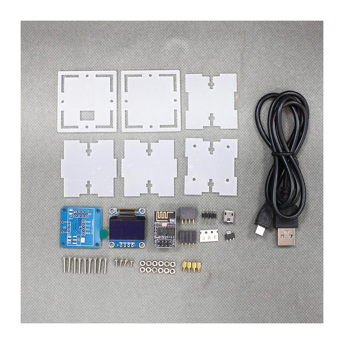 TuoHai Esp8266 Mini Wetteruhr Wifi Digitaluhr DIY Lötkit Multifunktionale Wetterstation aus Kunststoff in Transparent - Bild 2
