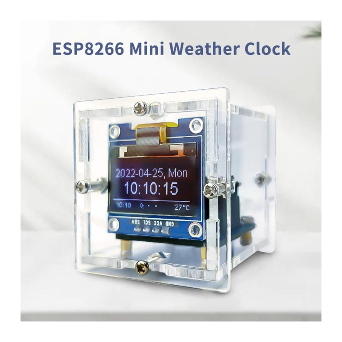 TuoHai Esp8266 Mini Wetteruhr Wifi Digitaluhr DIY Lötkit Multifunktionale Wetterstation aus Kunststoff in Transparent - Bild 6