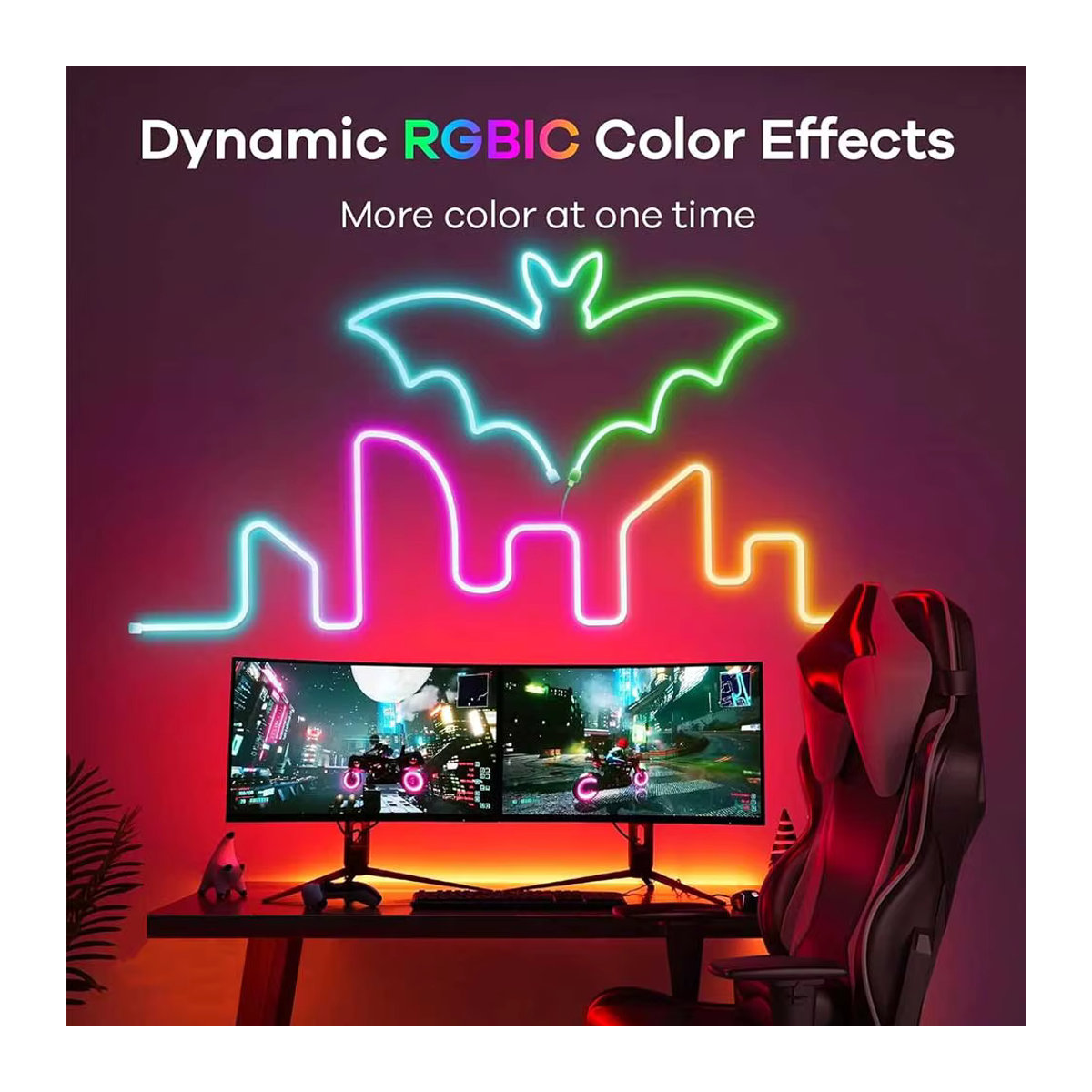 TUYA Neon-LED-Streifenlichter RGBIC Dreamcolor mit Musik-Synchronisierung, 5 V, 72 LEDs/m, Silikon-Neon-Lichtschlauch für dein Zimmer - Bild 4