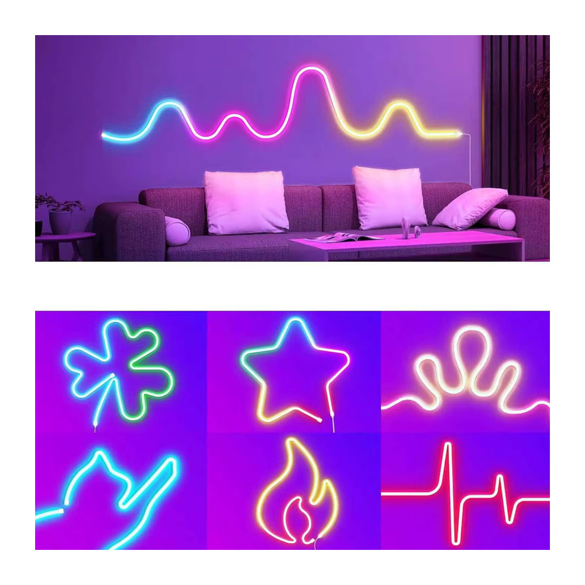 TUYA Neon-LED-Streifenlichter RGBIC Dreamcolor mit Musik-Synchronisierung, 5 V, 72 LEDs/m, Silikon-Neon-Lichtschlauch für dein Zimmer - Bild 5
