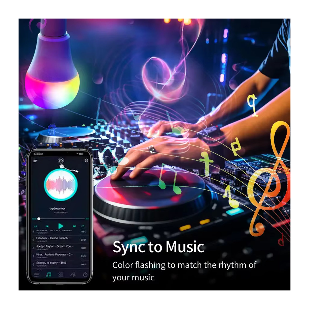 Tuya Smart Bluetooth RGB Smart Home Lampe E27 18W Bunt mit App-Steuerung und Dimmfunktion - Bild 2