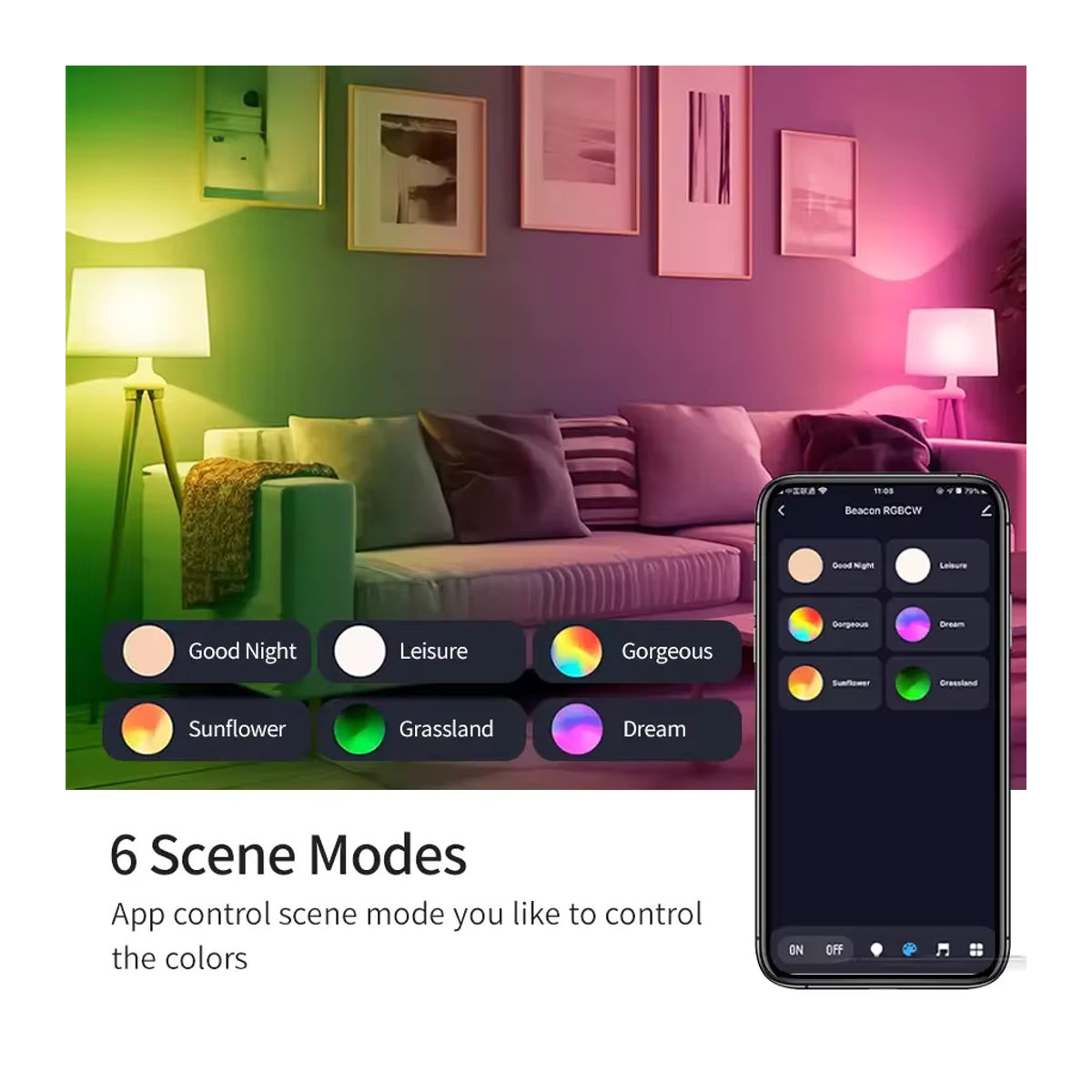 Tuya Smart Bluetooth RGB Smart Home Lampe E27 18W Bunt mit App-Steuerung und Dimmfunktion - Bild 3