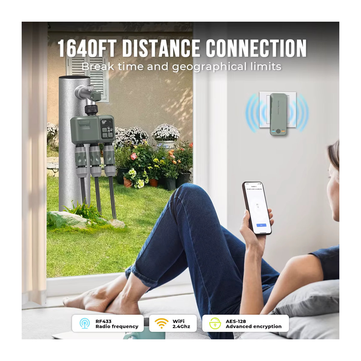 Tuya Smart Garden Sprinkler Wassertimer mit Wifi und RF433 App-Steuerung, programmierbarer automatischer Bewässerungsregler mit 3-Wege-Regenverzögerungsfilter - Bild 2