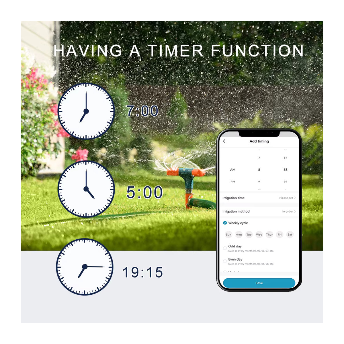 Tuya Smart Garten Bewässerung Timer von AICANTEK mit 8 Zonen, Wifi App-Steuerung, Automatischer Sprinkler Controller, Weiß - Bild 3