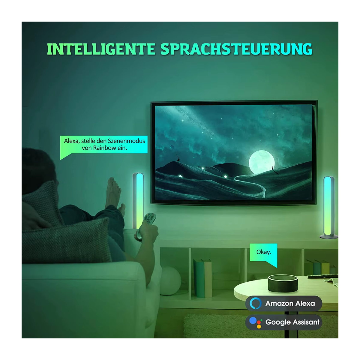 Tuya Smart RGB LED Desktop Lichtleiste in Schwarz mit 16 Millionen Farben und Musik-Synchronisationsmodus via USB - Bild 5