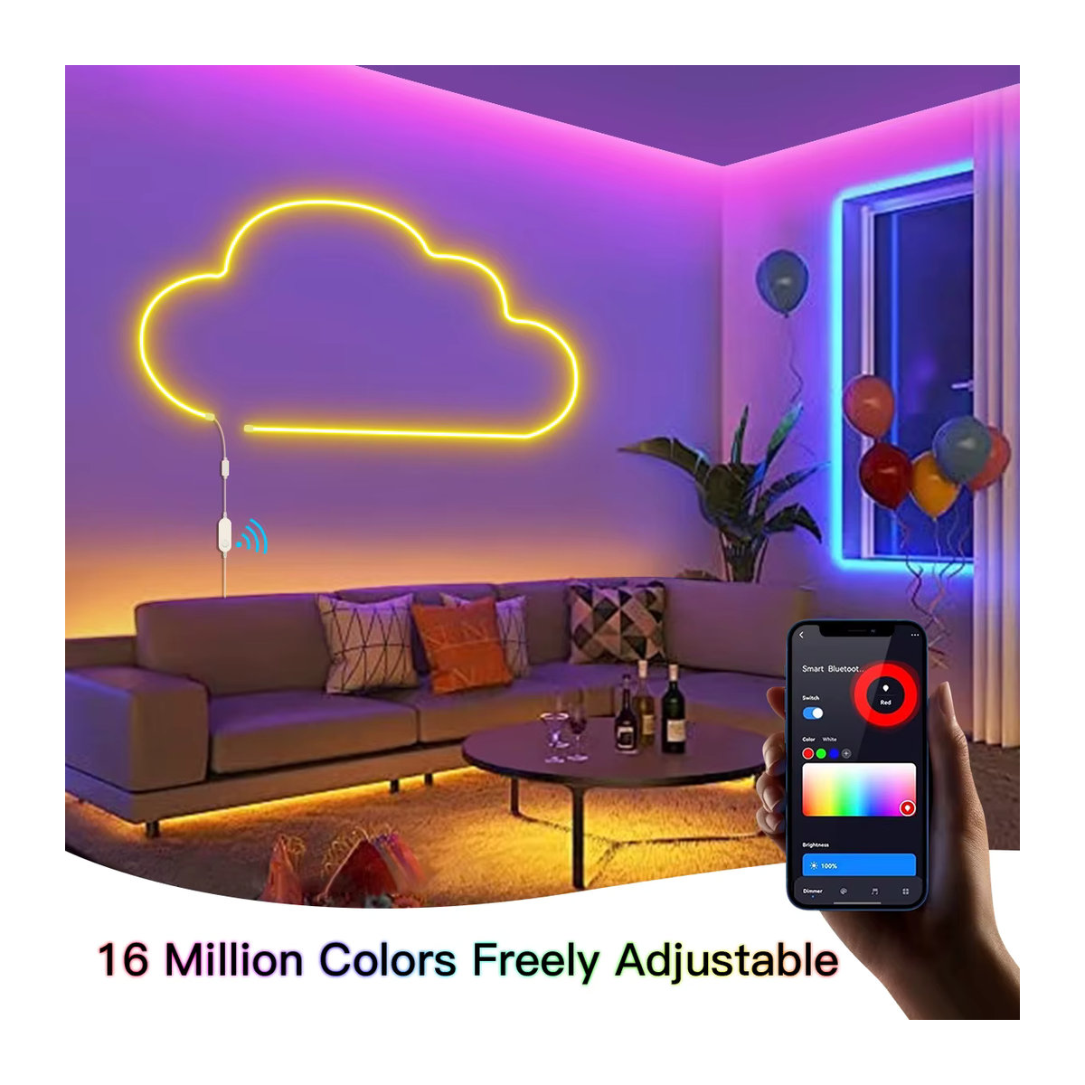 Tuya Smart RGB LED Neon Lichtstreifen mit App- und Alexa-Sprachsteuerung via Zigbee2MQTT für Home Assistant, 5V USB - Bild 4