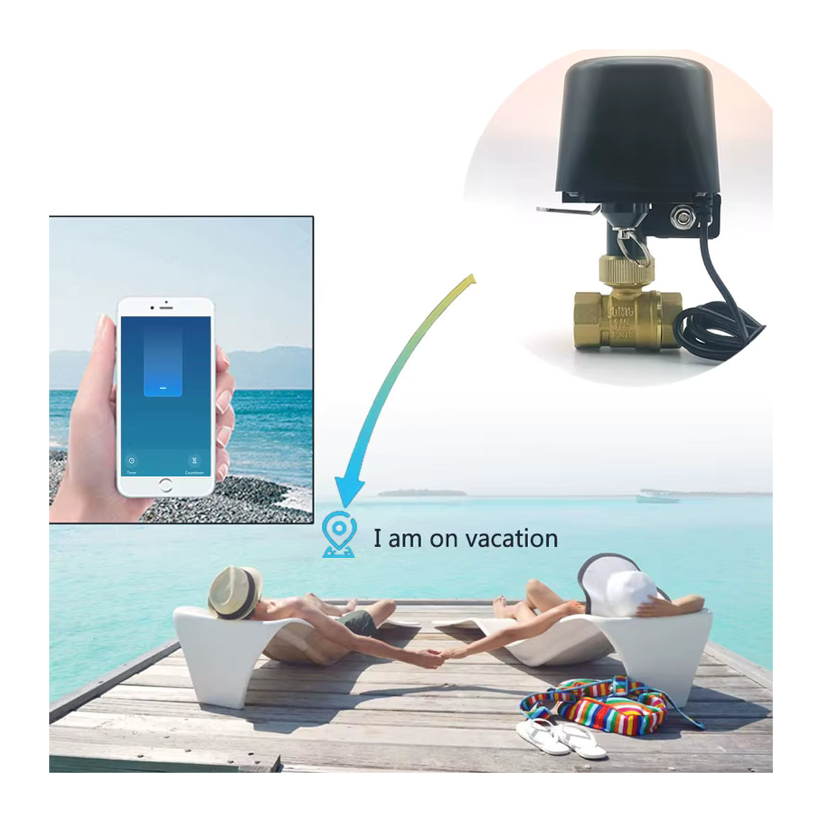 Tuya Smart Wasserventil Absperrkugelhahn mit WiFi oder Zigbee, App-gesteuerter Garten Wasserhahn Controller für SmartLife, Alexa und Google Assistant, DN15 aus Messing - Bild 4