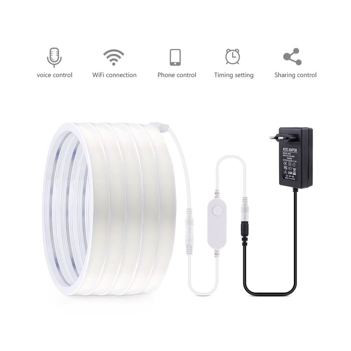 Tuya Smart WiFi COB Neon LED Streifen Licht mit 320 LEDs in Weiß aus Silikonrohr für Schlafzimmer Wand und Küche - Bild 2