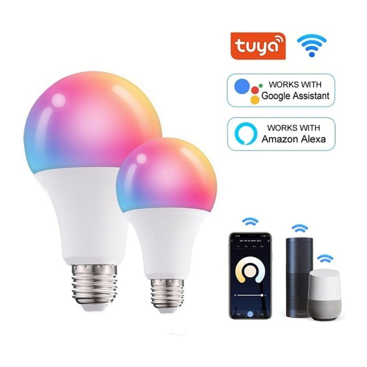 Tuya Smart WiFi LED Glühbirne E27 mit Sprachsteuerung für Alexa und Google Home - Bild 1