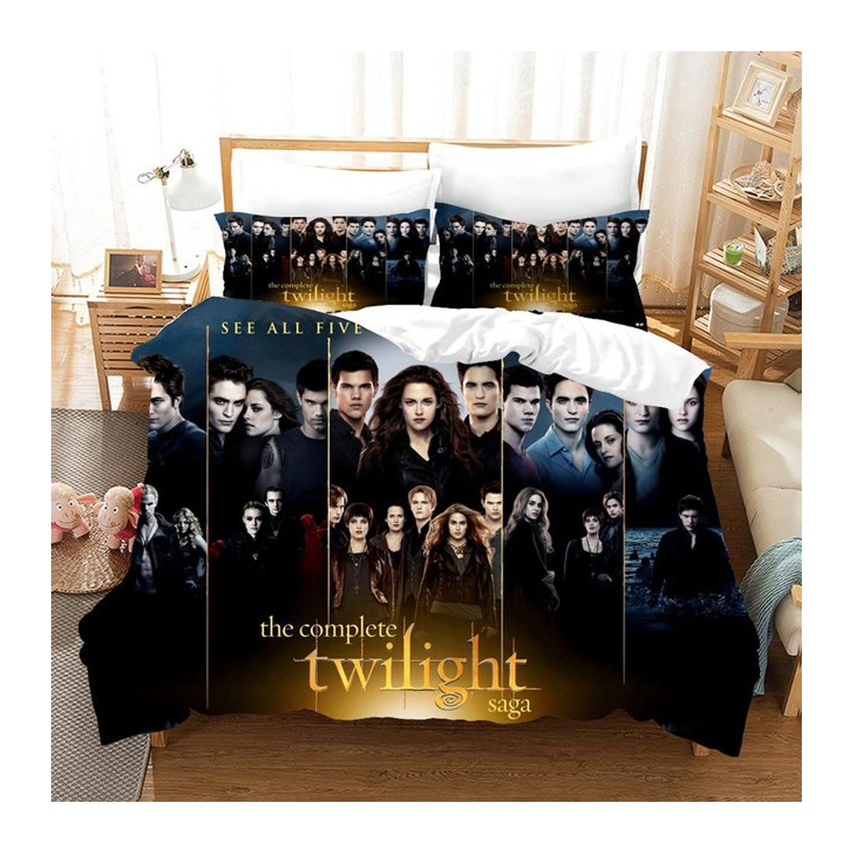 Twilight Bettwäsche-Set mit Kissenbezug und Reißverschluss, weiches Bettbezug-Set für Frauen und Teenager, B/H: 70 x 133 cm - Bild 1
