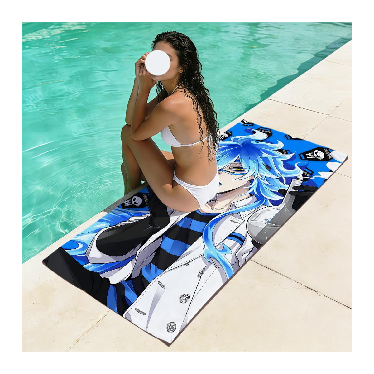 Twisted Wonderland Idia Shroud Handtuch weich für Strand, Pool und Fitness, B: 30 cm, H: 60 cm - Bild 1