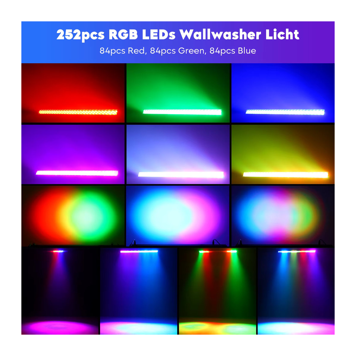 U'King LED RGB Wall Wash Light mit DMX-Steuerung, Bunter LED Strahler für DJ, Konzert, Party und Hochzeit - Bild 2