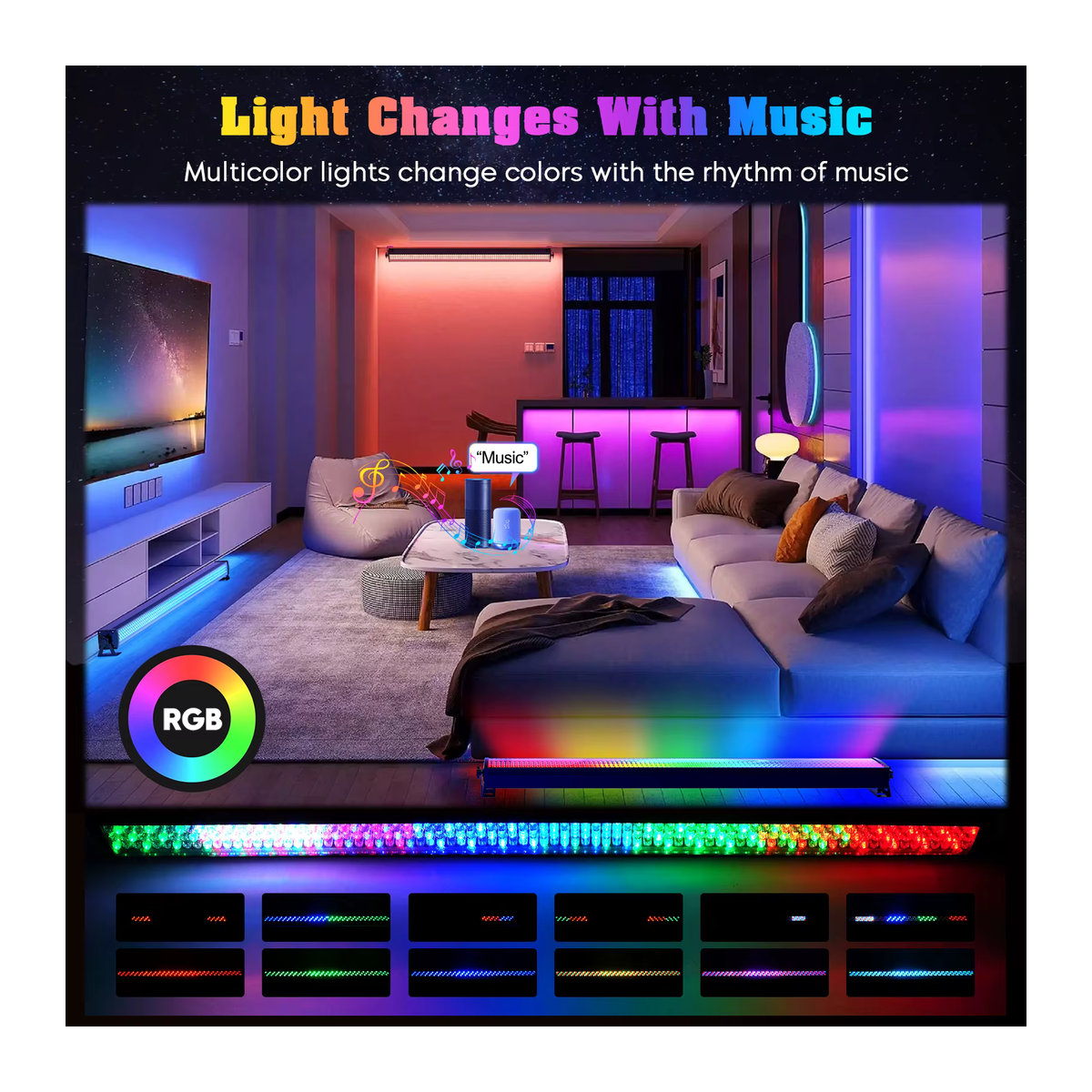 U'King LED RGB Wall Wash Light mit DMX-Steuerung, Bunter LED Strahler für DJ, Konzert, Party und Hochzeit - Bild 3