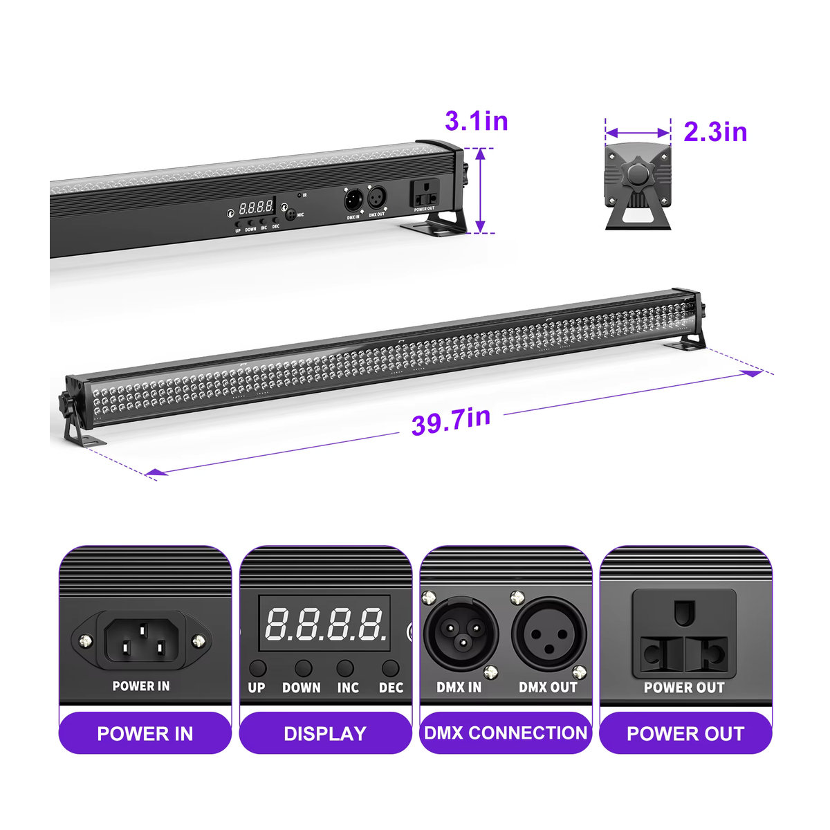 U'King LED RGB Wall Wash Light mit DMX-Steuerung, Bunter LED Strahler für DJ, Konzert, Party und Hochzeit - Bild 6