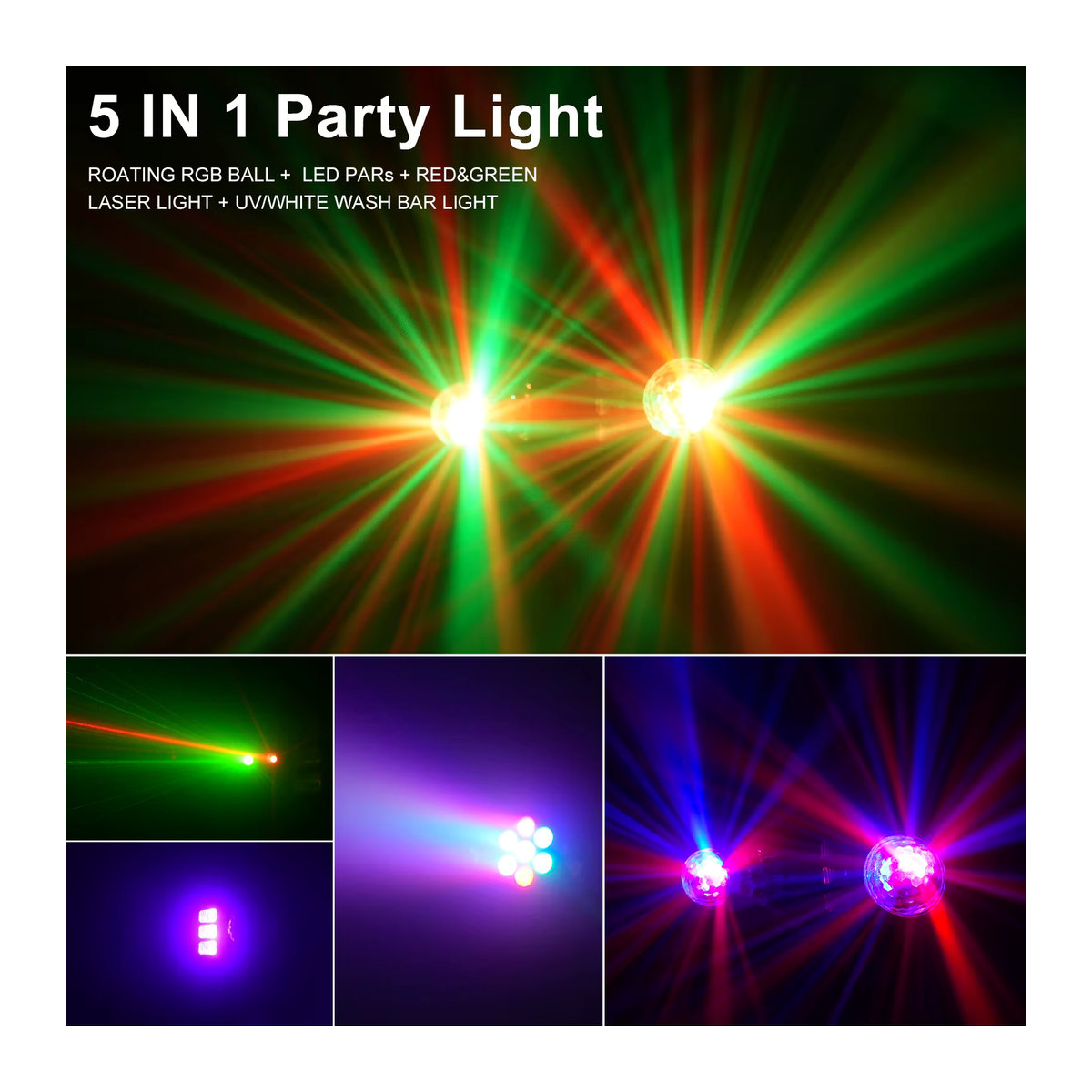 U'King Mini 5in1 Mobile Bühne mit Effektlicht, Sound Control und Strobe für DJ Shows und Partys - Bild 2