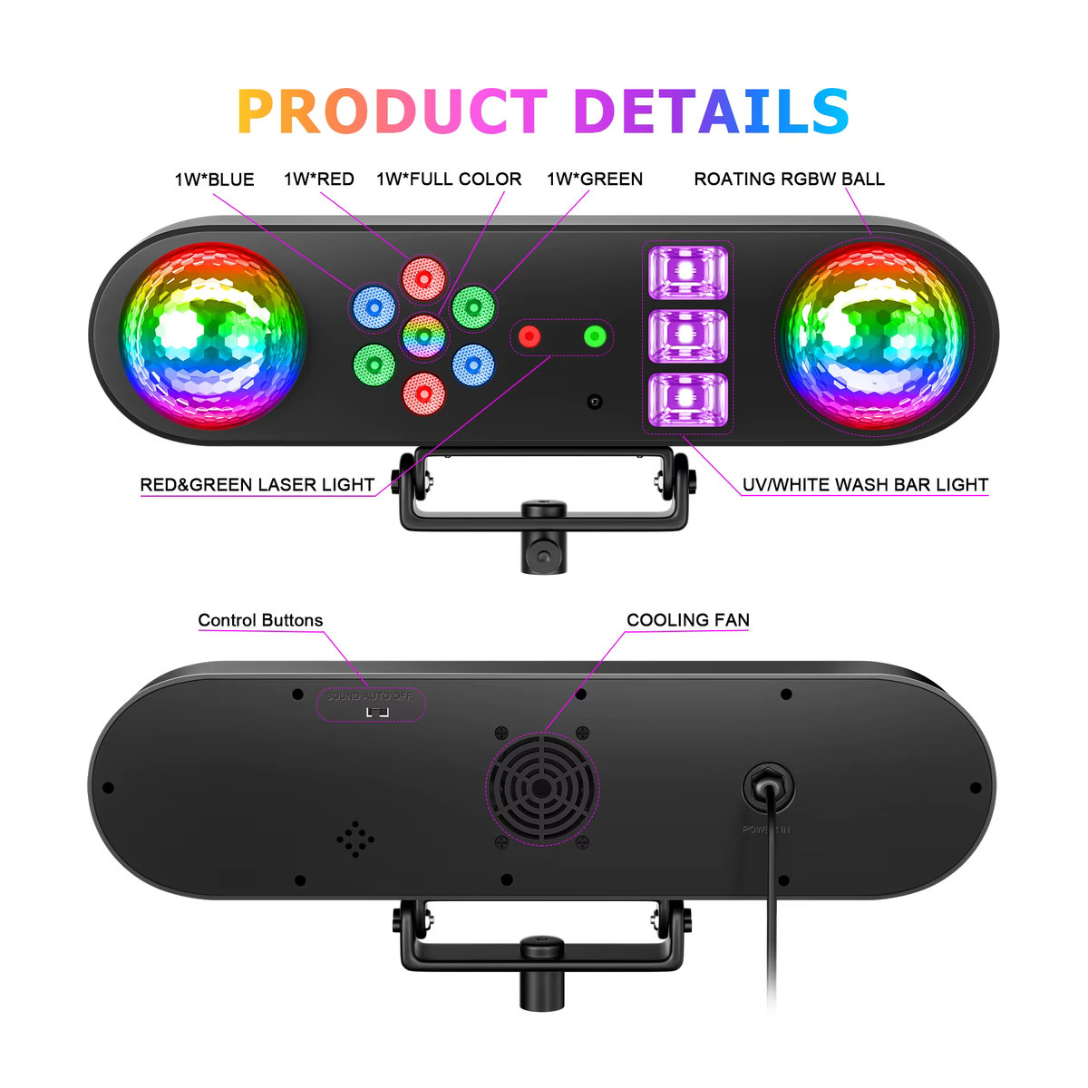 U'King Mini 5in1 Mobile Bühne mit Effektlicht, Sound Control und Strobe für DJ Shows und Partys - Bild 5