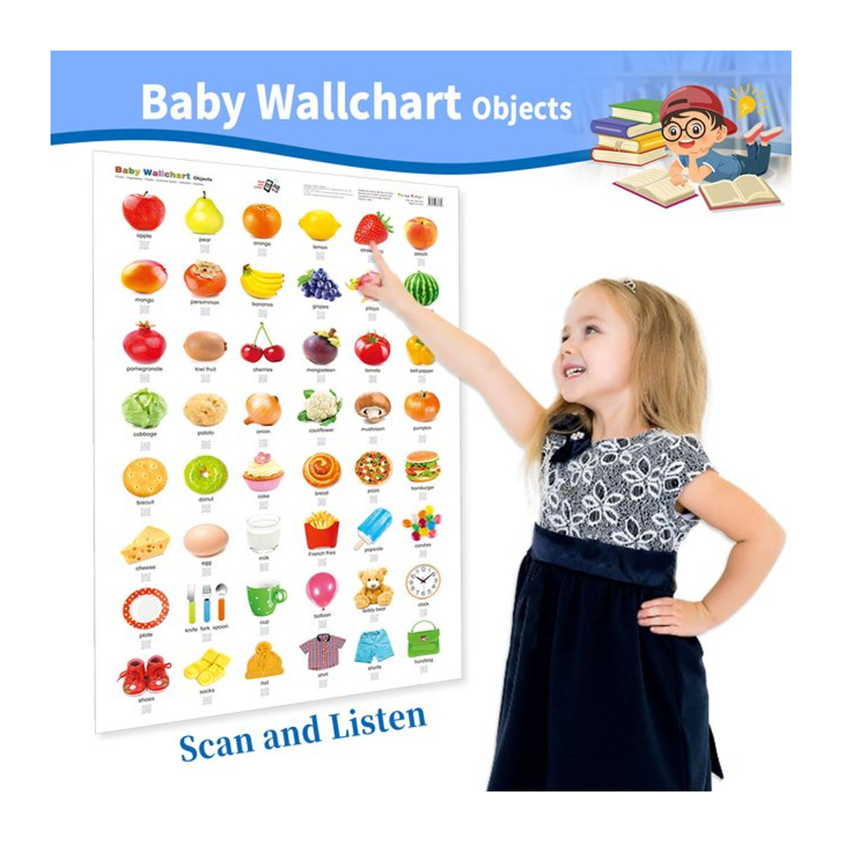 Übergroßes Lernplakat für Kinder zur Förderung der Kognition in englischer Version, Wandkarte, Mehrfarbig, B: 43 cm, H: 43 cm - Bild 1