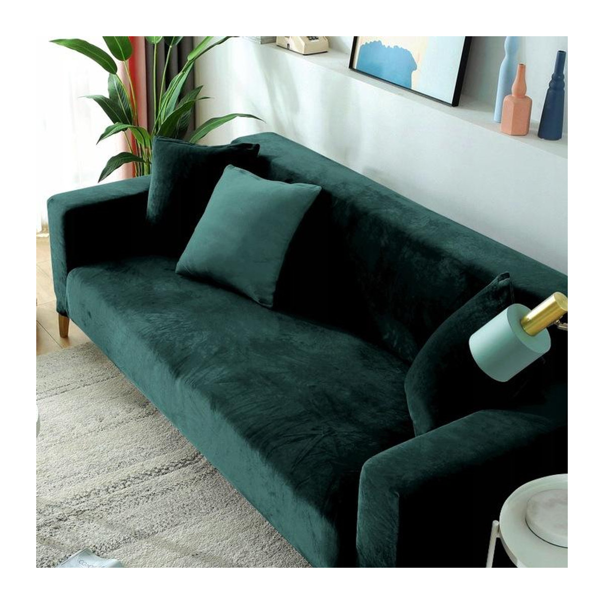 Ubieramy-Meble Sofa-Bezug für 2-Sitzer aus Samt in Flaschengrün - Bild 3