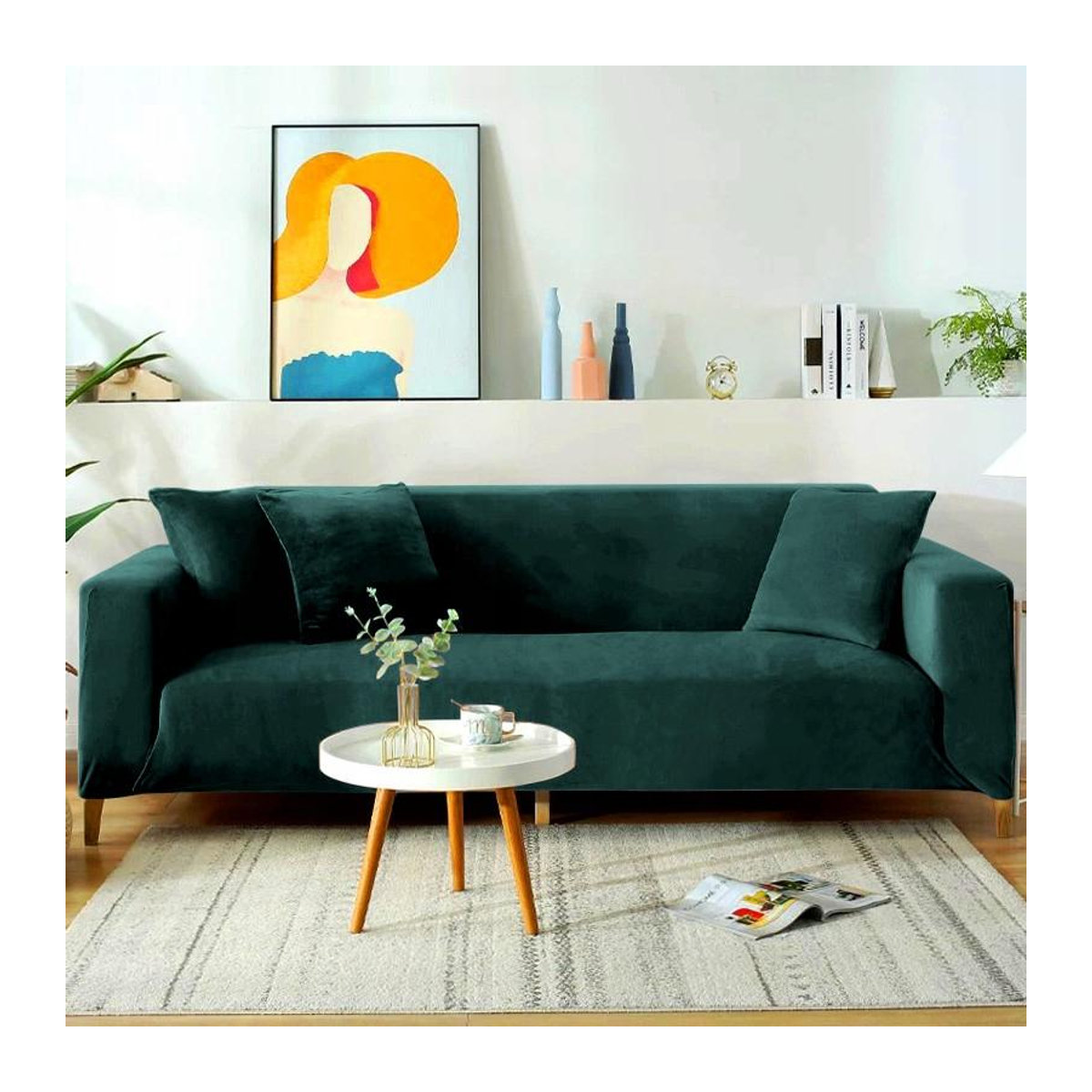 Ubieramy-Meble Sofa-Bezug für 2-Sitzer aus Samt in Flaschengrün - Bild 6