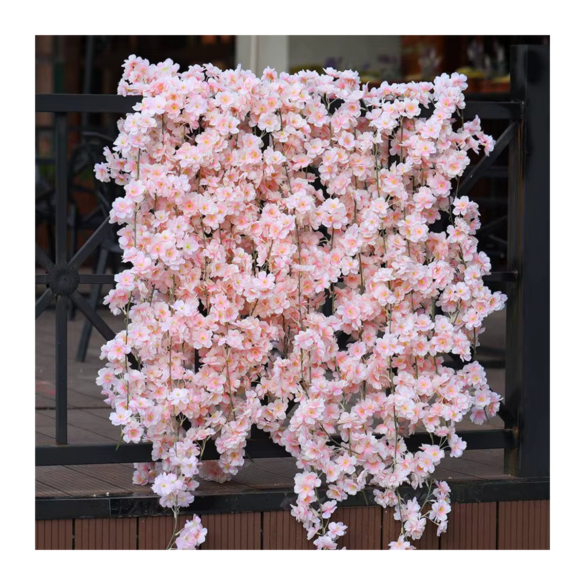 Uflower Kirschblüten Girlande Rosa, Künstliche Sakura Blumen aus Textil für Hochzeit und Dekoration, Länge: 180 cm - Bild 3
