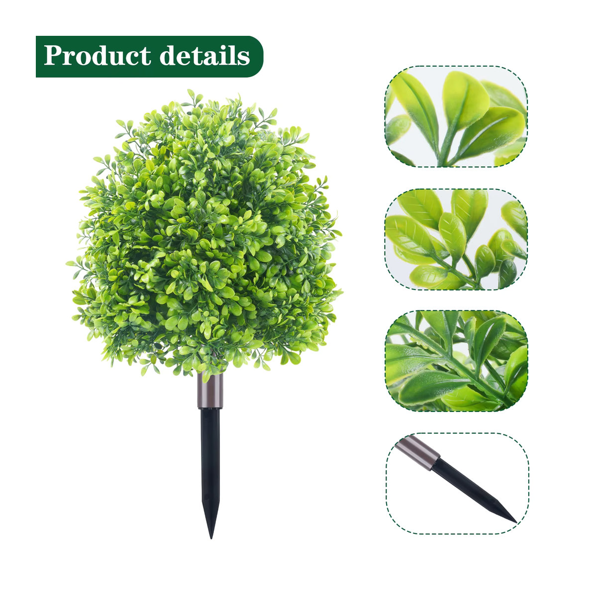 Uflower Künstliche Buchsbaum-Topiary-Kugel in Grün mit Spikes für den Außenbereich - Bild 3