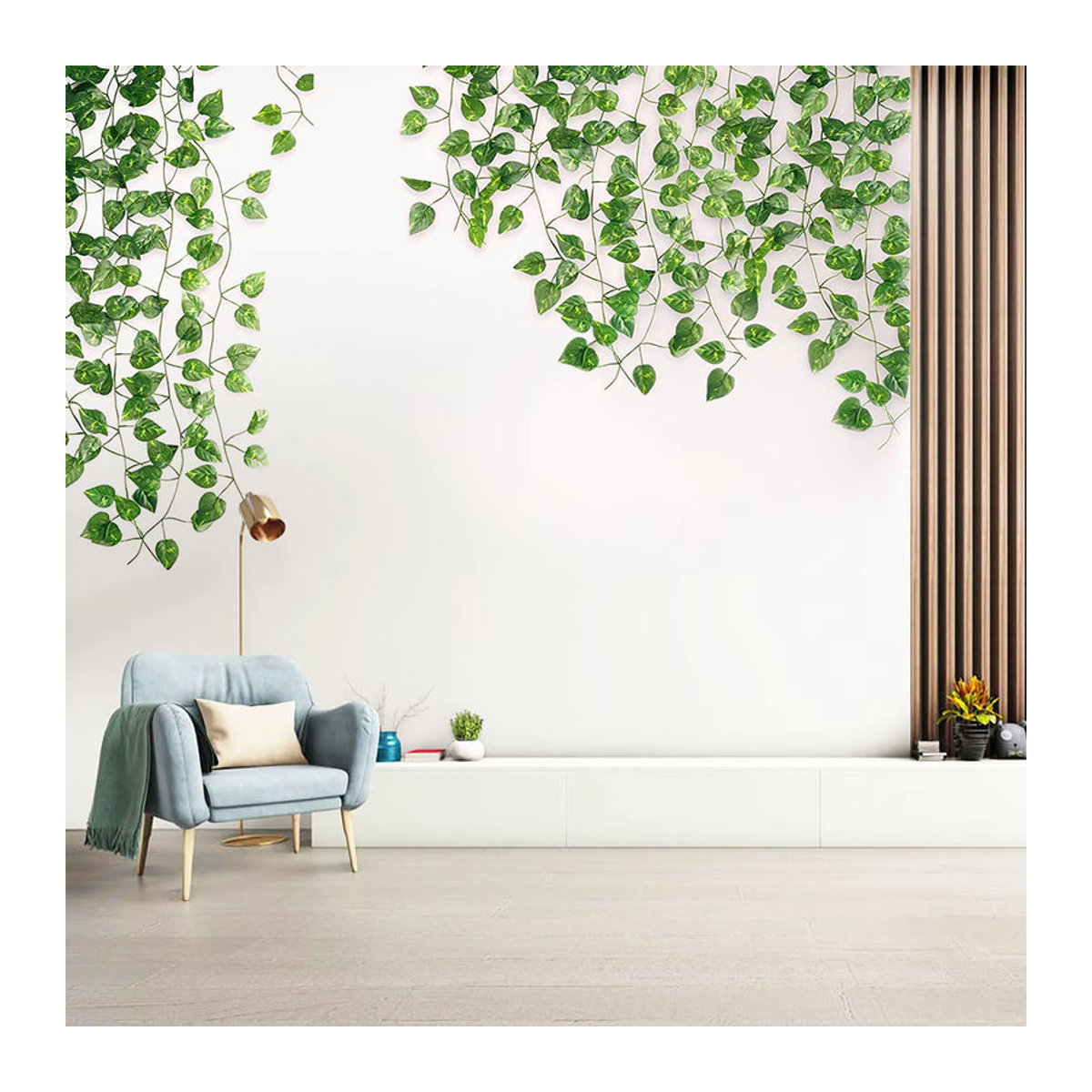 Uflower Künstliche Efeu-Girlande Grün, Hängende Blätter Dekoration aus Textil für Hochzeit, Garten und Haus, Länge: 200 cm - Bild 3