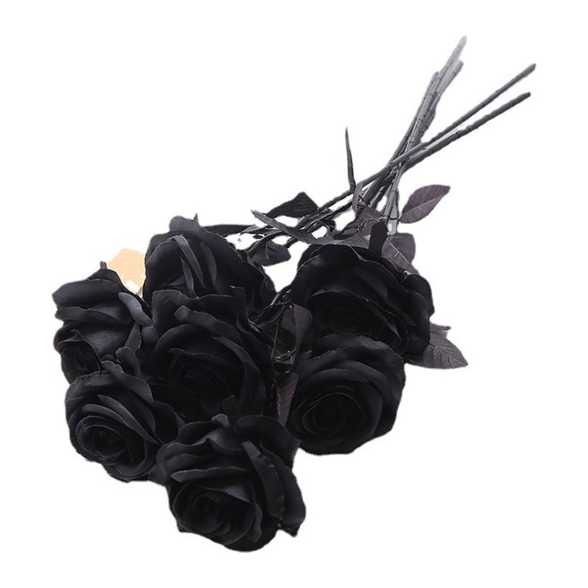 Uflower Künstliche Einzelrose in Schwarz für Halloween und Gothic Dekoration - Bild 1