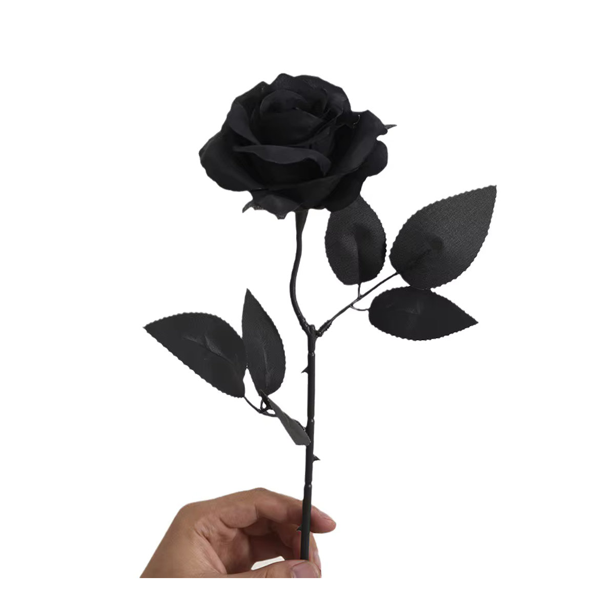 Uflower Künstliche Einzelrose in Schwarz für Halloween und Gothic Dekoration - Bild 2