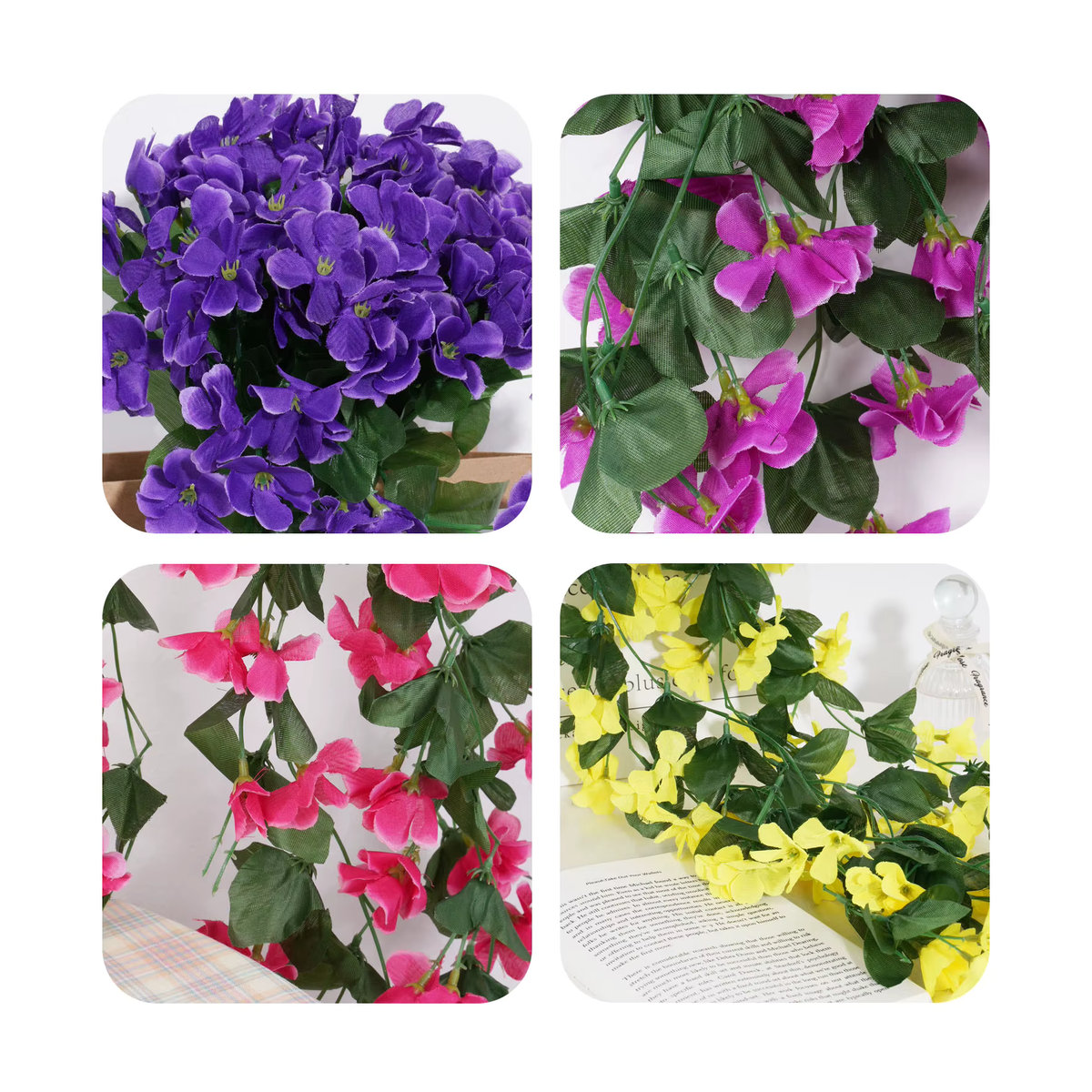 Uflower Künstliche Orchideen in Violett als hängender Blumenkorb für Hochzeiten und Valentinstag, Höhe: 78 cm - Bild 1