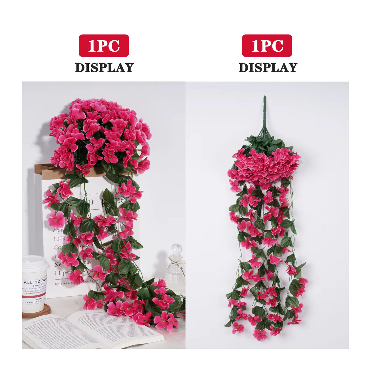 Uflower Künstliche Orchideen in Violett als hängender Blumenkorb für Hochzeiten und Valentinstag, Höhe: 78 cm - Bild 2