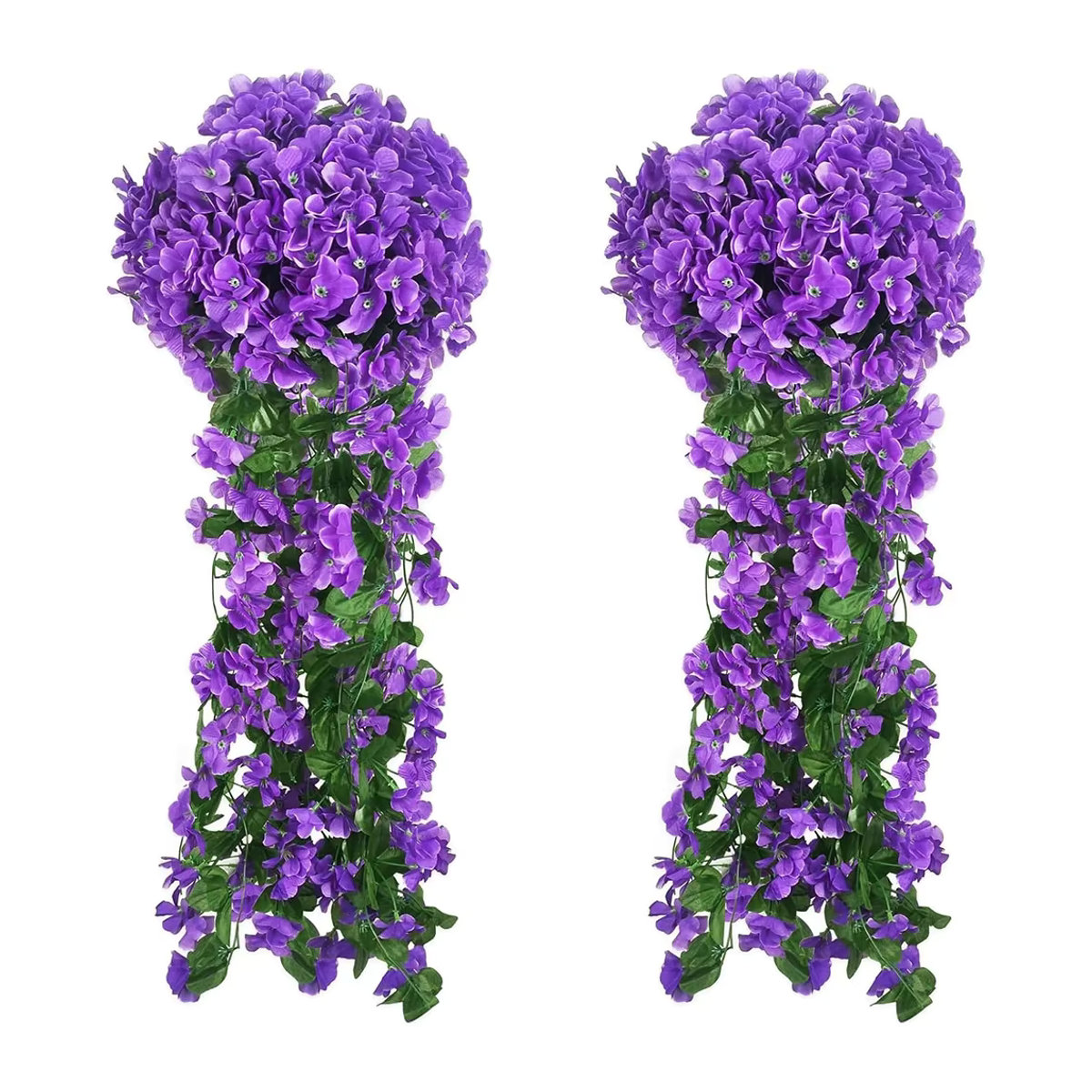 Uflower Künstliche Orchideen in Violett als hängender Blumenkorb für Hochzeiten und Valentinstag, Höhe: 78 cm - Bild 3