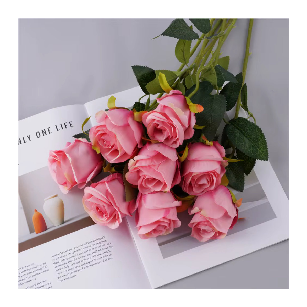Uflower Künstliche Rose Rosa, Einzelstiel, Höhe: 50 cm - Bild 2