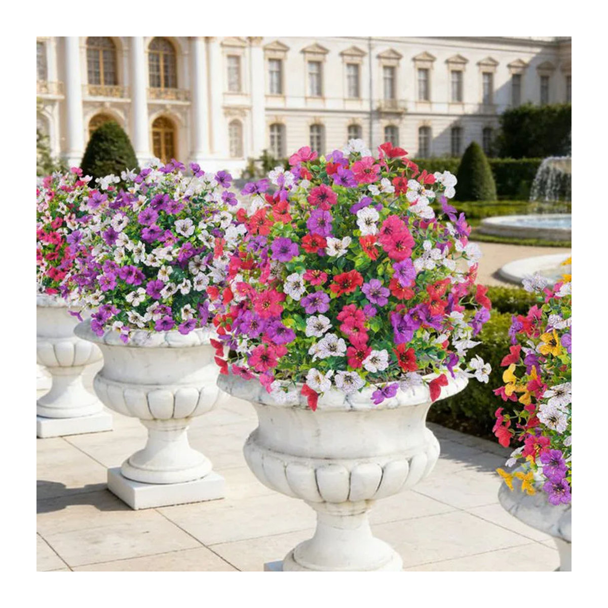 Uflower Künstliche violette Blumenkugel mit Stäben, UV-beständige florale Außendekoration für Garten und Hochzeit, Durchmesser: 60 cm - Bild 1