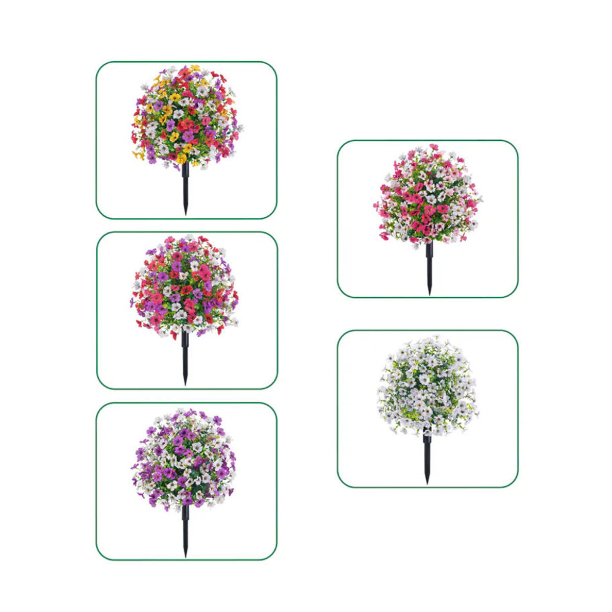 Uflower Künstliche violette Blumenkugel mit Stäben, UV-beständige florale Außendekoration für Garten und Hochzeit, Durchmesser: 60 cm - Bild 4