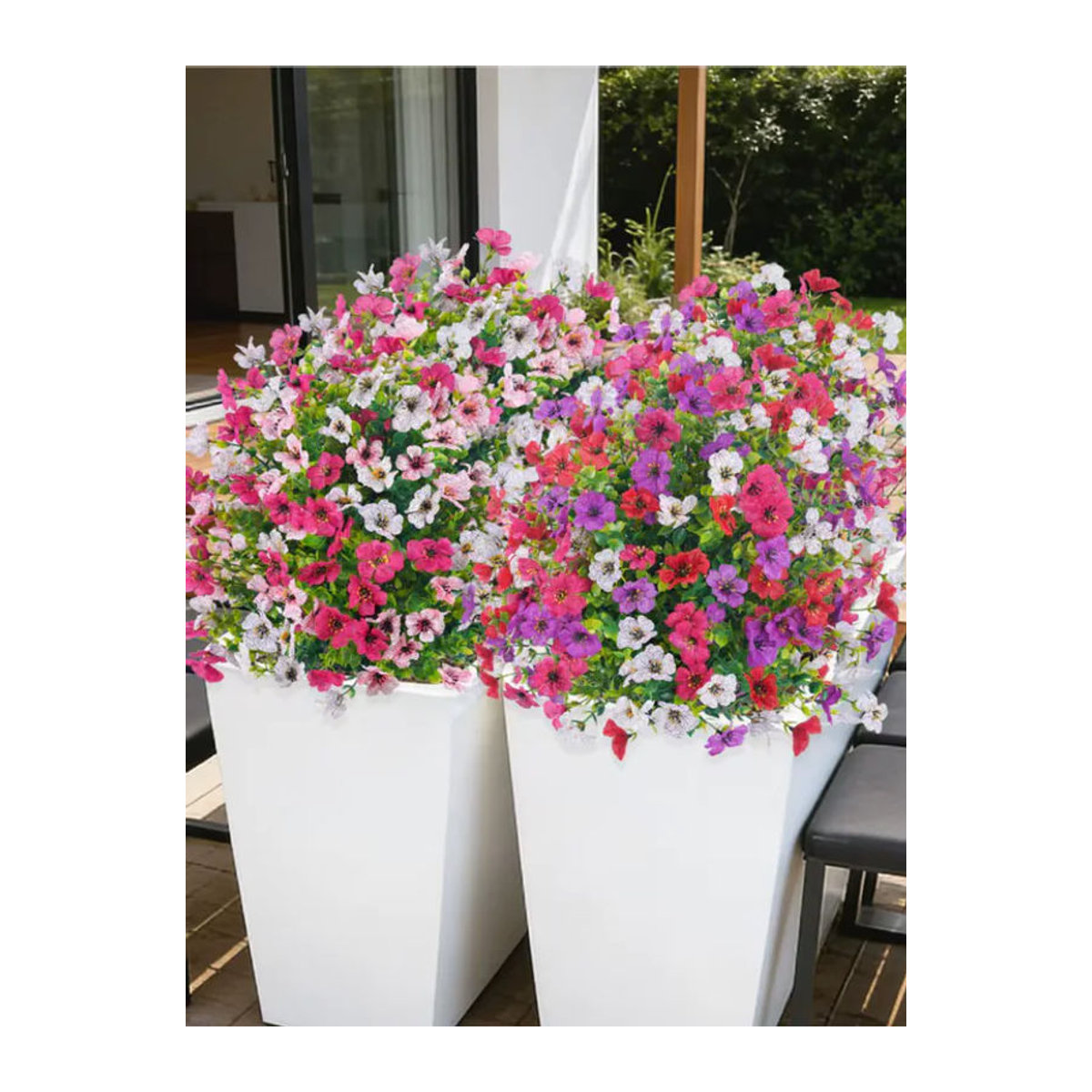 Uflower Künstliche violette Blumenkugel mit Stäben, UV-beständige florale Außendekoration für Garten und Hochzeit, Durchmesser: 60 cm - Bild 5