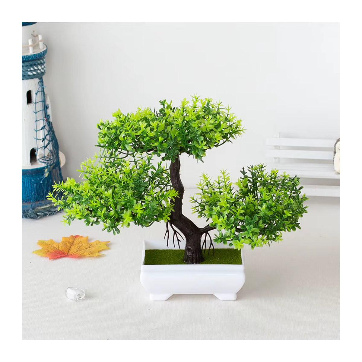 Uflower Künstlicher Bonsai aus Kunststoff als mehrfarbiges Pflanzenarrangement für deine Dekoration im Innenbereich und Garten - Bild 2