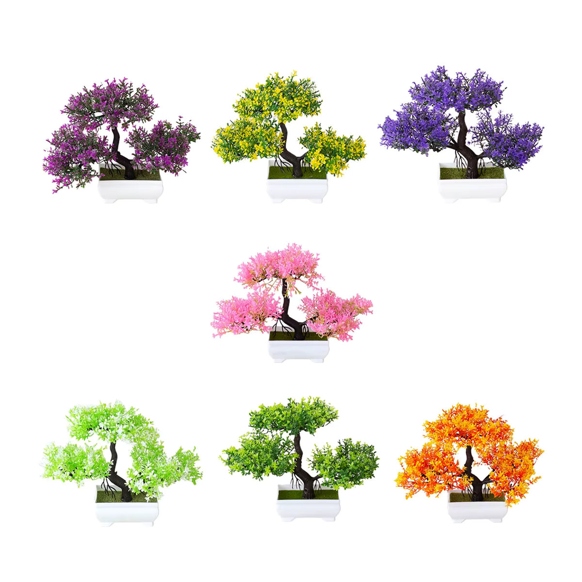Uflower Künstlicher Bonsai aus Kunststoff als mehrfarbiges Pflanzenarrangement für deine Dekoration im Innenbereich und Garten - Bild 3
