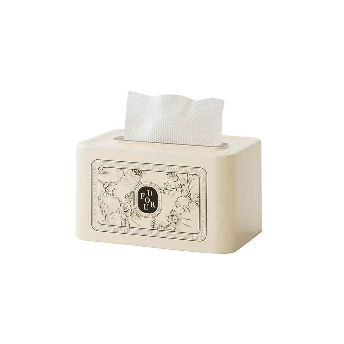 UFORU Luxus Taschentuchbox in Creme mit abstraktem Design aus Kunststoff für Wohnzimmer und Esstisch - Bild 7